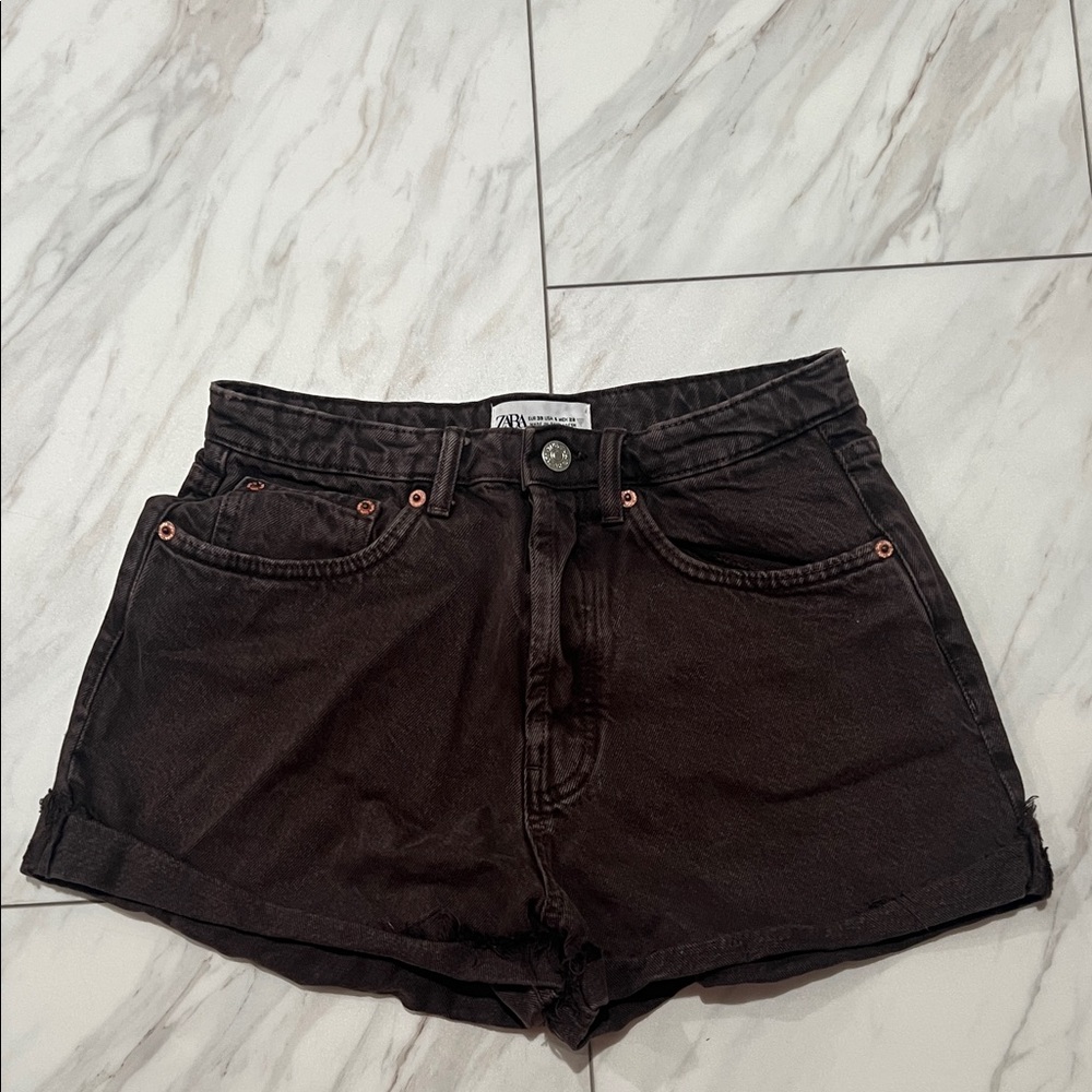 Women's Dark Brown Denim Shorts
